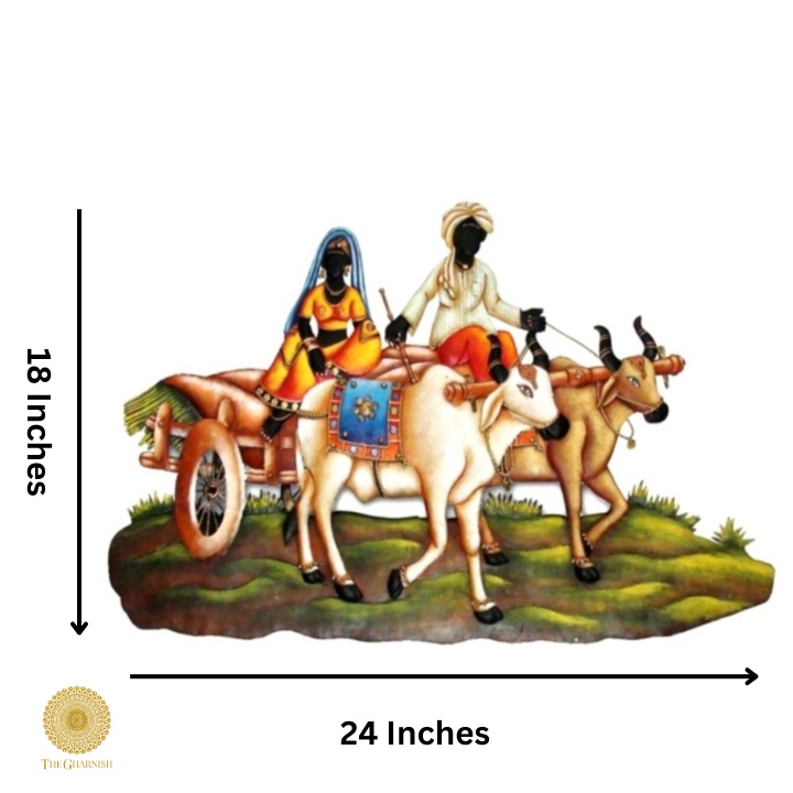 Village Bullock Cart Metallic Wall Art (24 x 18 Inches) - The Gharnish - A Unit of Satkala Creations