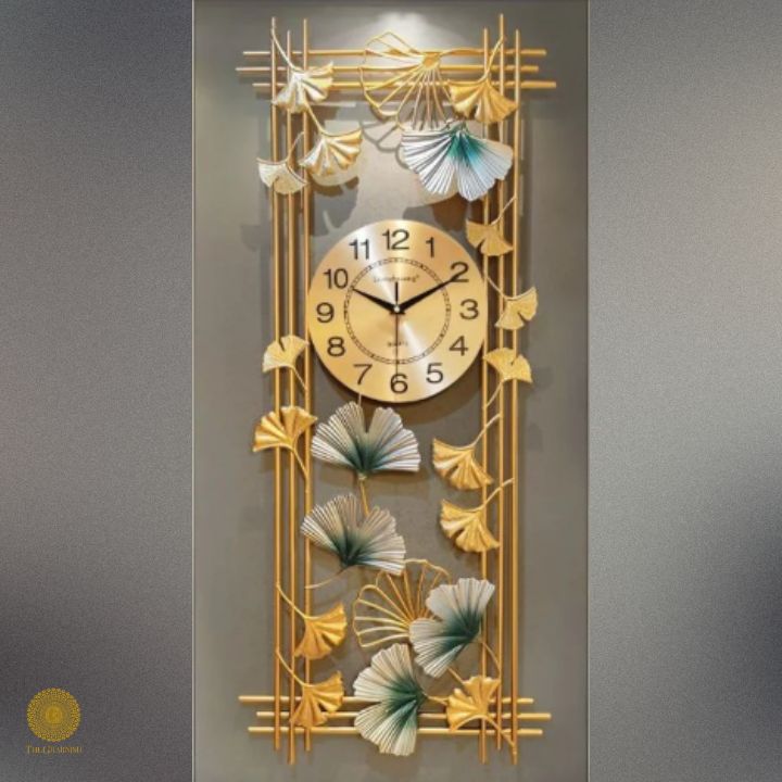 Enchanting Metallic Framed Vertical Wall Clock (16x30 Inches) - The Gharnish - A Unit of Satkala Creations