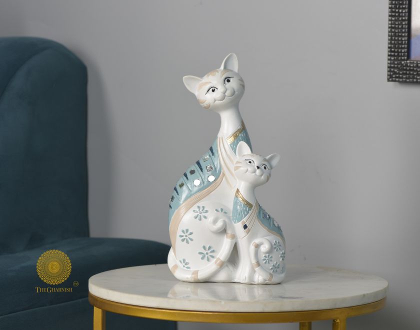 Elegant Cat with Baby Figurne - The Gharnish - A Unit of Satkala Creations
