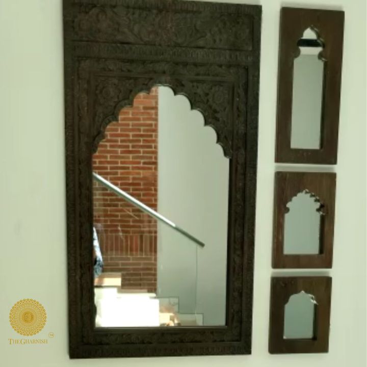 Antique Wooden Mirror Set - The Gharnish - A Unit of Satkala Creations