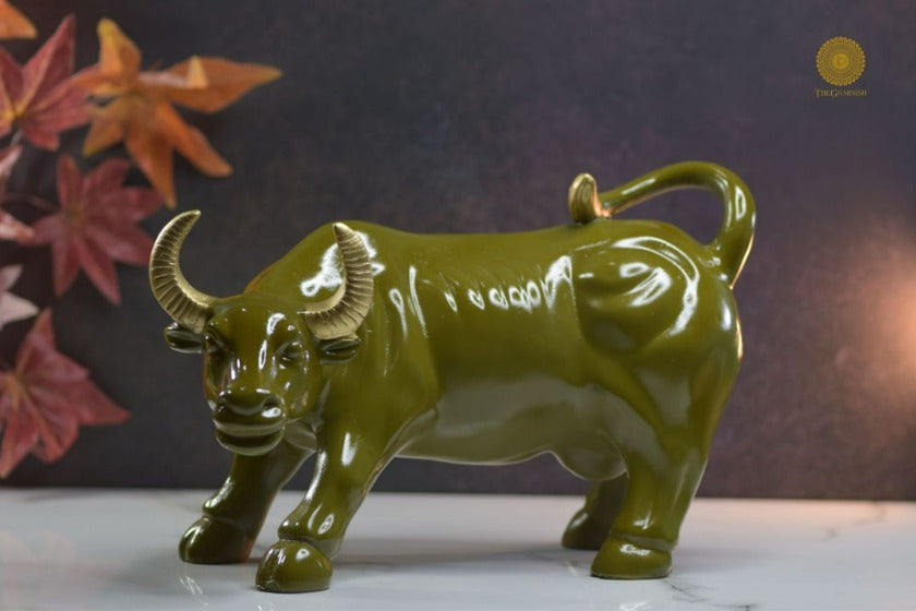 Bull of Wall Street Figurine- Green - The Gharnish - A Unit of Satkala Creations
