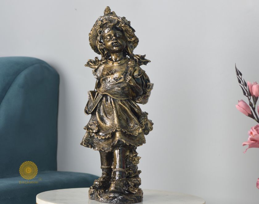 Ancient Antique Girl Statue (6x16 Inches) - The Gharnish - A Unit of Satkala Creations