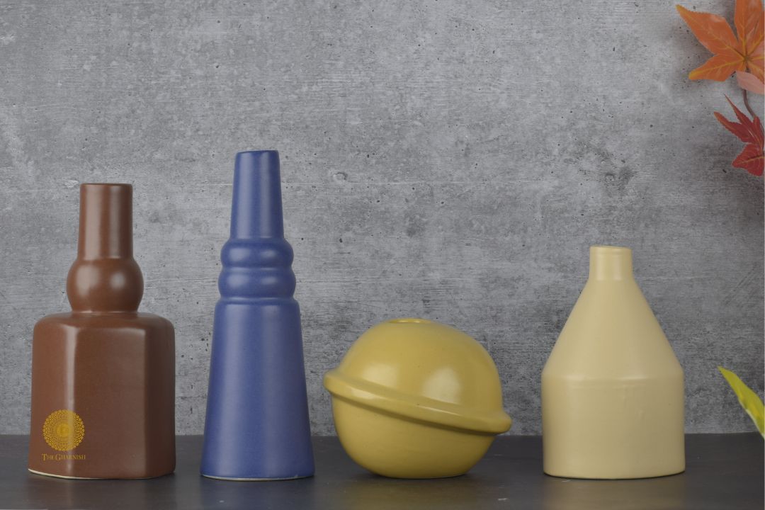 Set of 4 Contemporary Modern Vases - The Gharnish - A Unit of Satkala Creations