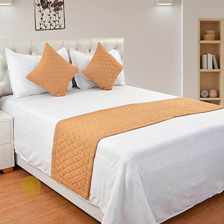 Quilted Bed Runner With Cushion Cover - The Gharnish - A Unit of Satkala Creations