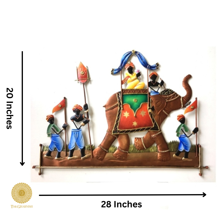 Maharaj Sawari Metallic Wall Art ( 28 x 20 Inches ) - The Gharnish - A Unit of Satkala Creations