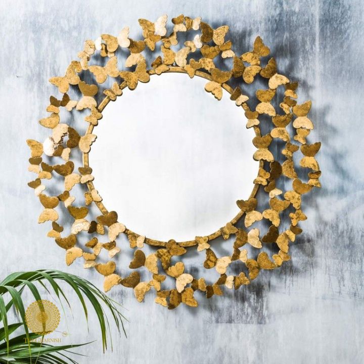 Butterfly Ring Wall Mirror (30 Inches) - The Gharnish - A Unit of Satkala Creations