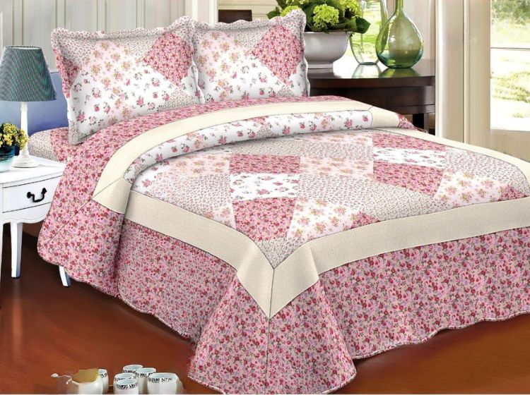 Beyond Dream – Premium Double Bed Quilted Bedcover Set (3-Piece) | Real Patchwork - The Gharnish - A Unit of Satkala Creations
