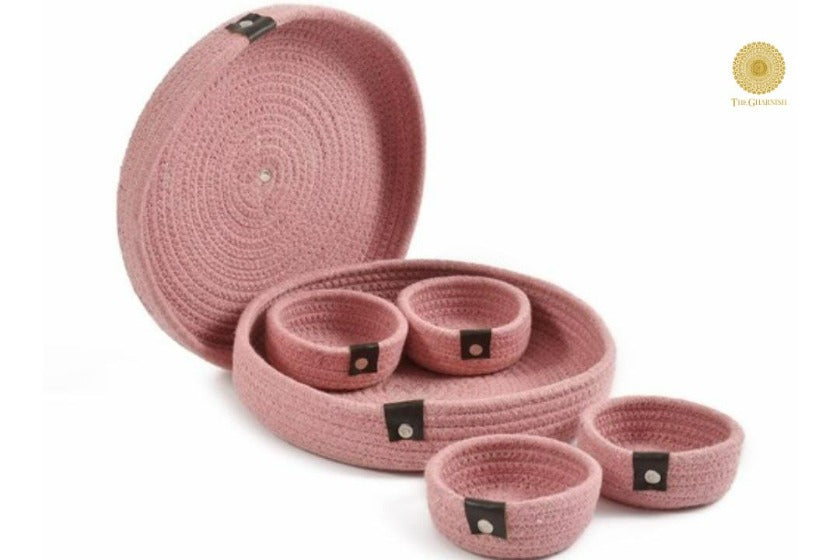 Cotton Rope Dry Fruit Tray Set - The Gharnish - A Unit of Satkala Creations