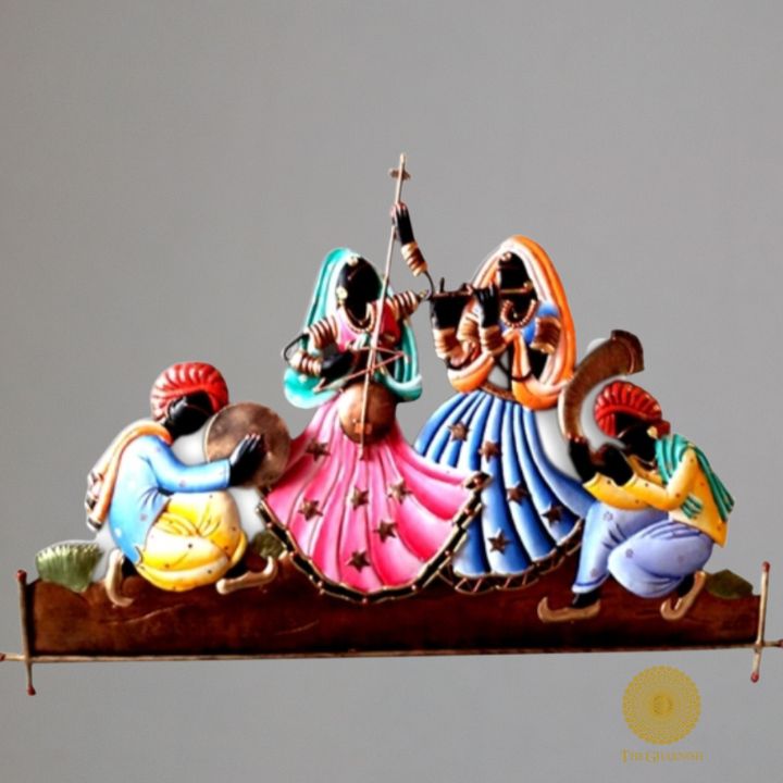 Rajasthani Dance Group Wall Art (28 x16 Inches) - The Gharnish - A Unit of Satkala Creations