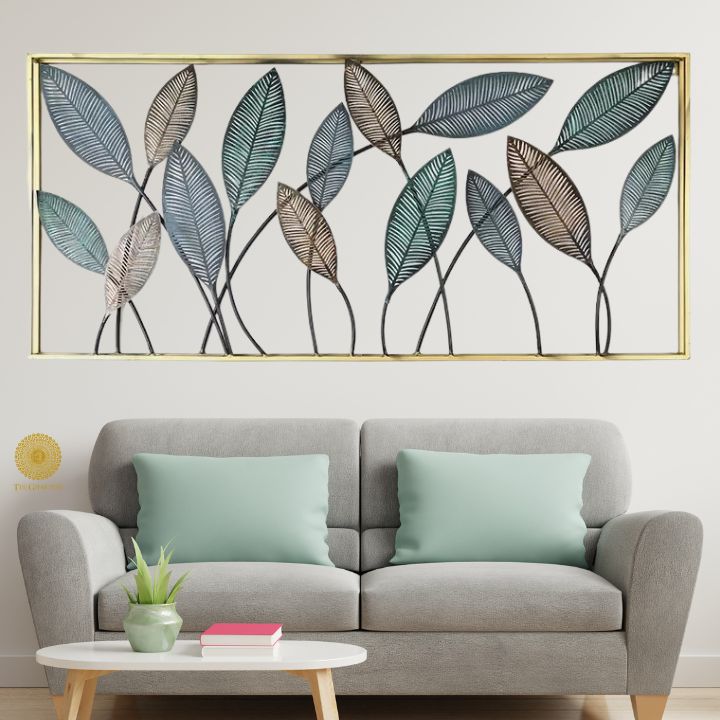 Metallic Dentale Leaf Framed Wall Art ( 47 x 24 Inches ) - The Gharnish - A Unit of Satkala Creations