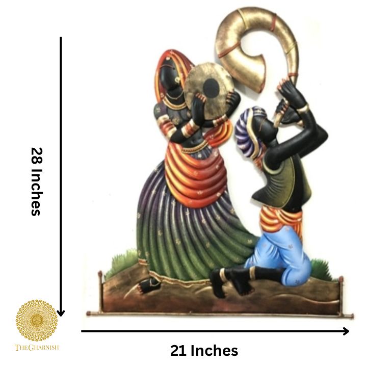 Rajasthani Dancing Couple Wall Art ( 28 x 21 Inches ) - The Gharnish - A Unit of Satkala Creations