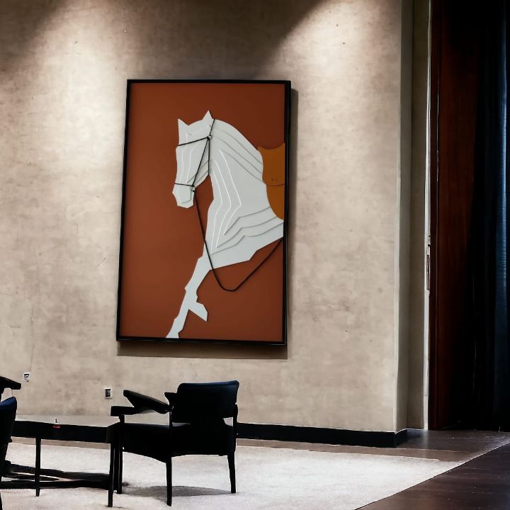 Wooden Brown Stereoscopic horse art Modern light luxury Abstract Large Wall Art - The Gharnish - A Unit of Satkala Creations