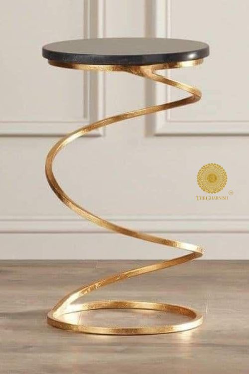 Zig Zag Marble Top Side Table - The Gharnish - A Unit of Satkala Creations