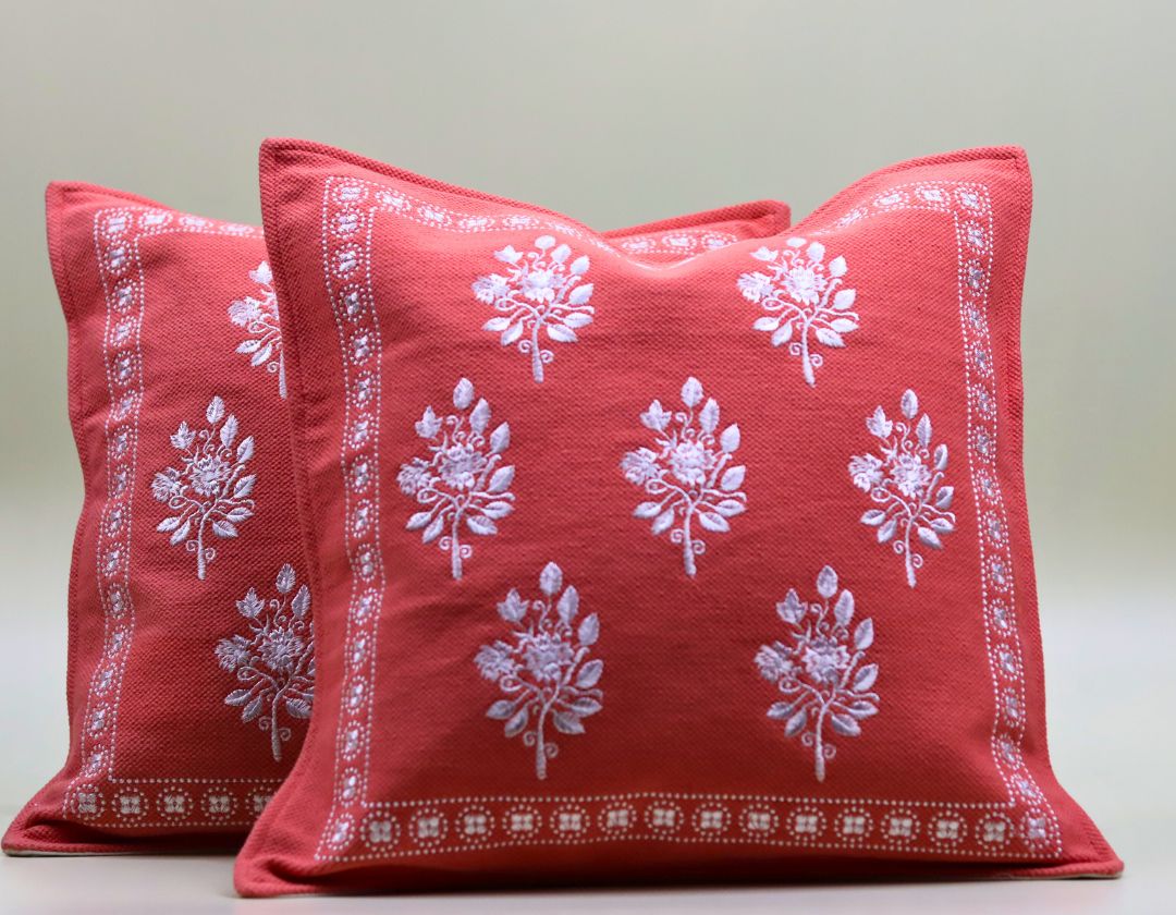 Pure Cotton Embroidered Cushion Covers – Elegance in Every Stitch - The Gharnish - A Unit of Satkala Creations