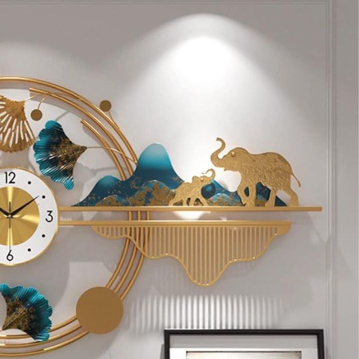 Metallic Nature Wall Art and Clock (48 x 24 Inches) - The Gharnish - A Unit of Satkala Creations