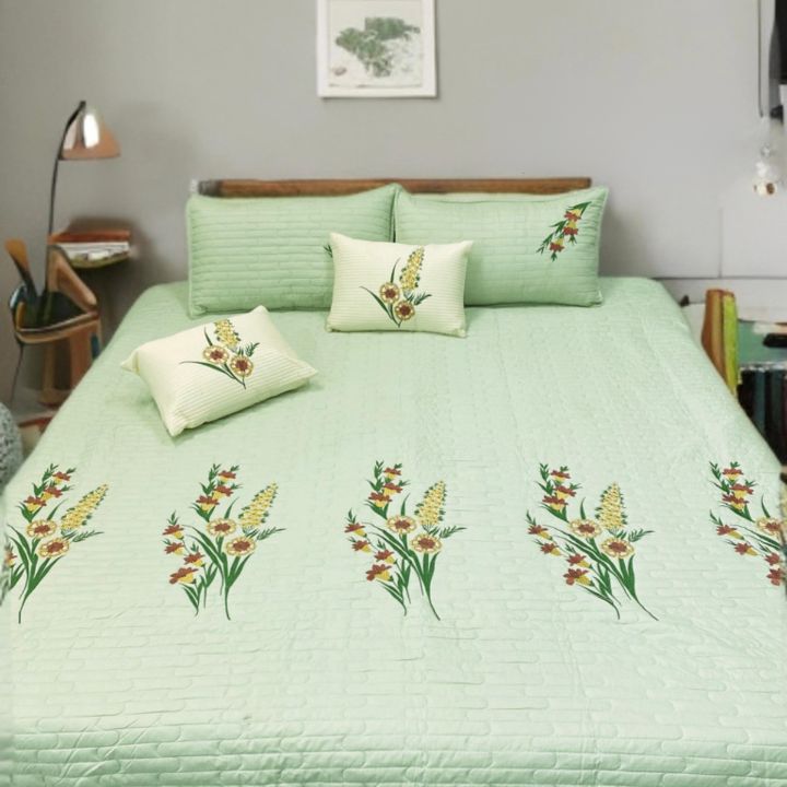 Luxury Quilted Bedspread With Beautiful Embroidery - The Gharnish - A Unit of Satkala Creations