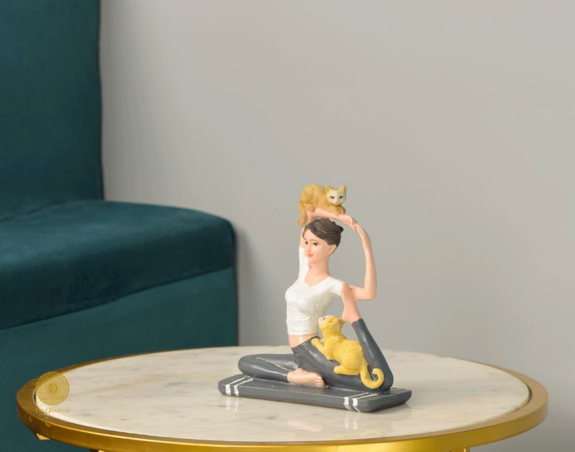 Cat Yoga Showpiece - The Gharnish - A Unit of Satkala Creations