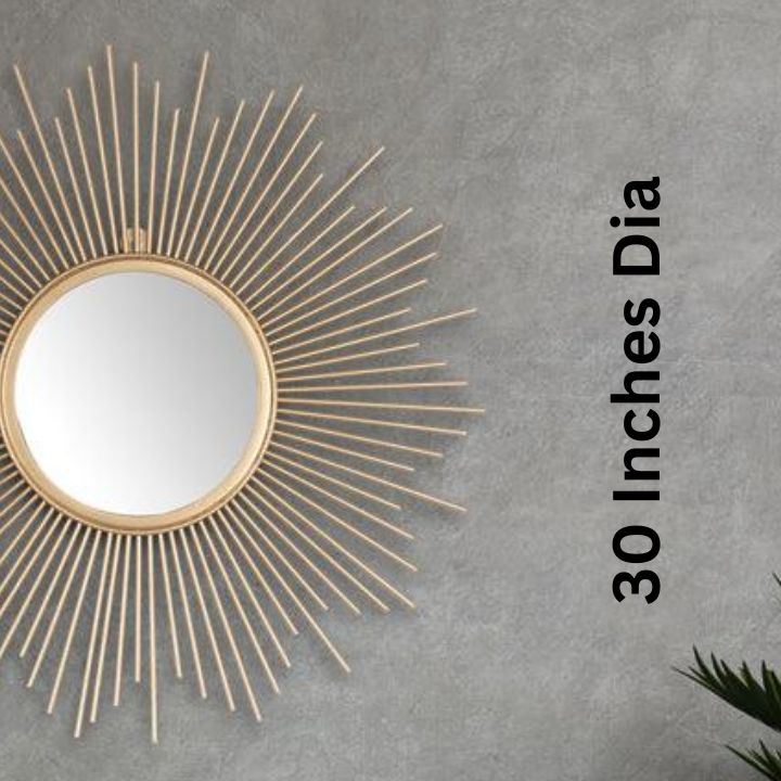 Metallic Sun Burst Wall Mirror (30 Inches Dia) - The Gharnish - A Unit of Satkala Creations