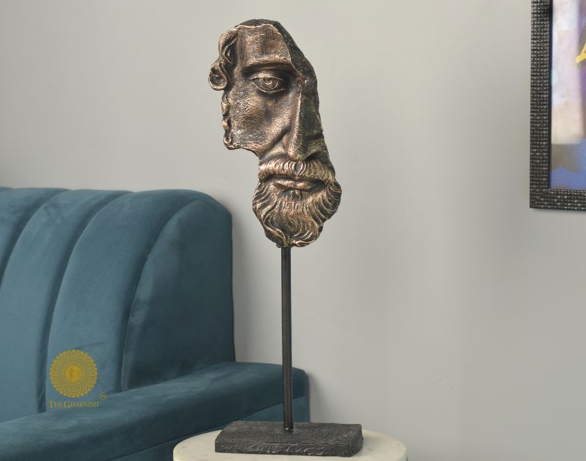 Roman Half Face Man Statue (6x22 Inches) - The Gharnish - A Unit of Satkala Creations