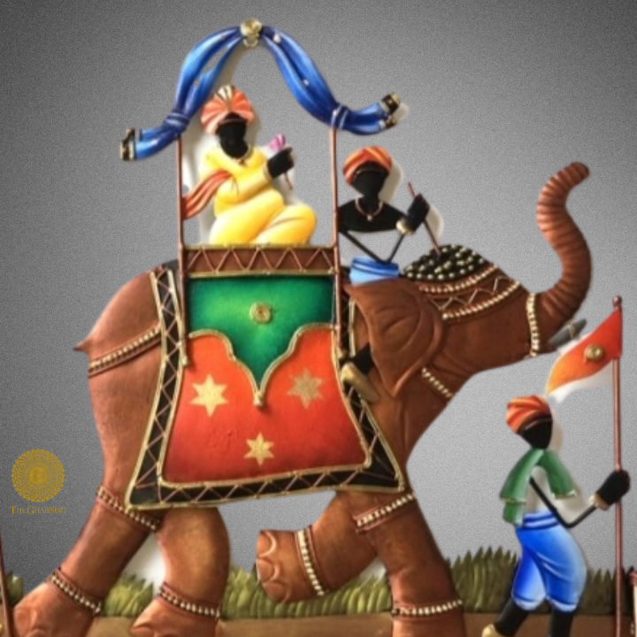 Maharaj Sawari Metallic Wall Art ( 28 x 20 Inches ) - The Gharnish - A Unit of Satkala Creations