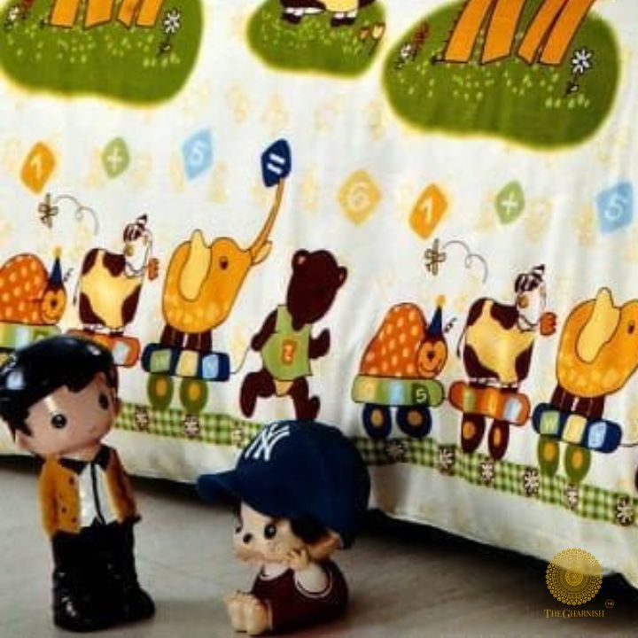 Jungle Party Kiddos Bedsheet in the Bedroom - The Gharnish - A Unit of Satkala Creations