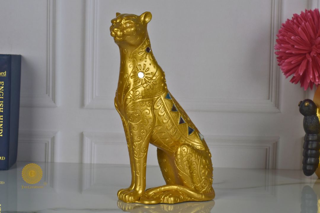 Golden Leopard Figurine - The Gharnish - A Unit of Satkala Creations