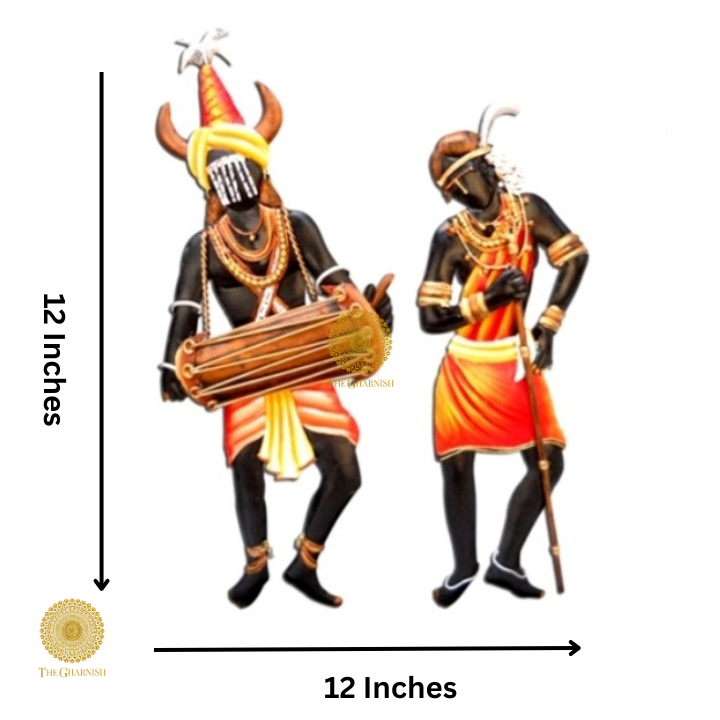 Tribal Dance Couple Metallic Wall Art ( 12 x 12 Inches ) - The Gharnish - A Unit of Satkala Creations