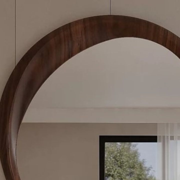 Premium Asymmetrical & Irregular Mild Century Wooden Walnut Wall Mirror- Prepaid only - The Gharnish - A Unit of Satkala Creations