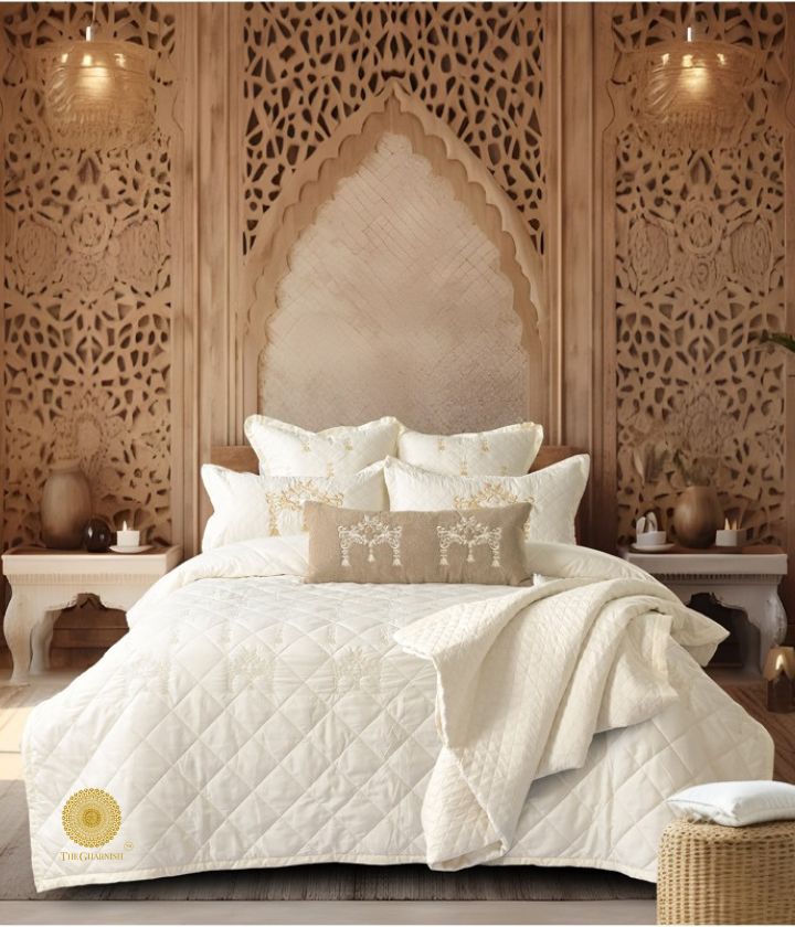 Wedding Bells Designer & Luxurious 7 Pcs Bedding Set / Premium Collection - The Gharnish - A Unit of Satkala Creations