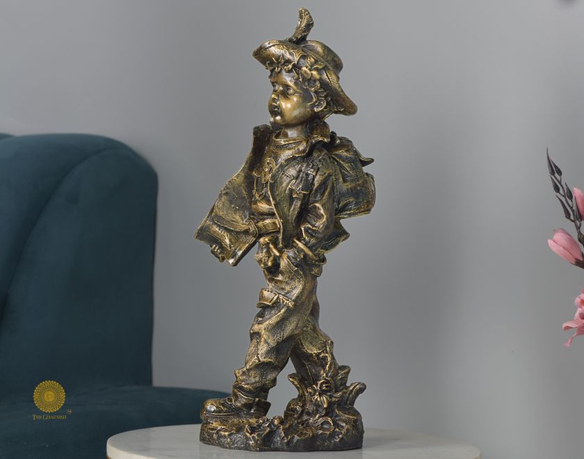 Ancient Antique Golden Boy Statue - The Gharnish - A Unit of Satkala Creations