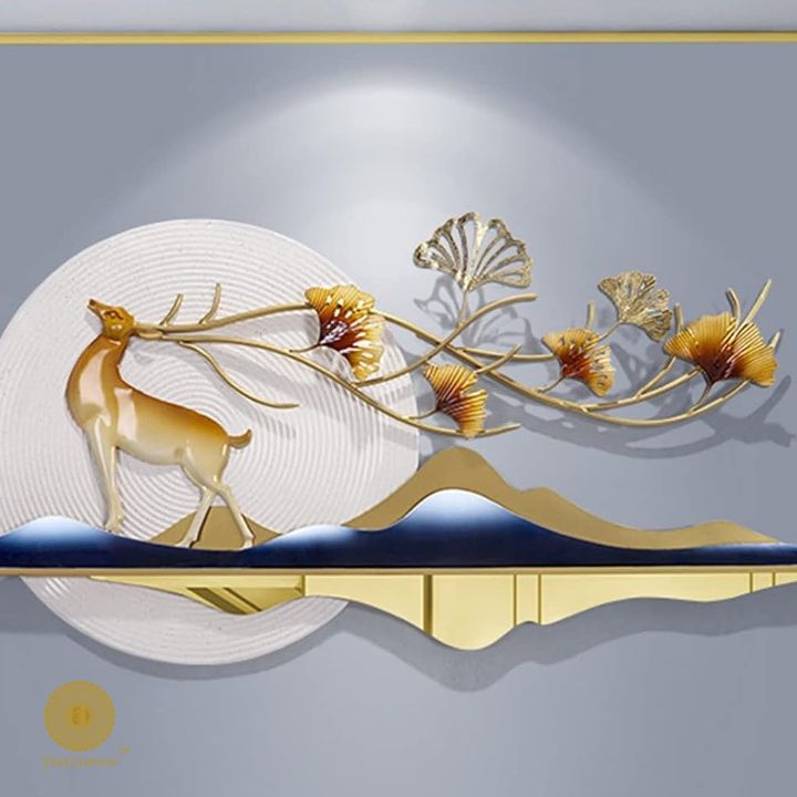 Divine Nature Deer Wall Art (55x25 Inches) - The Gharnish - A Unit of Satkala Creations