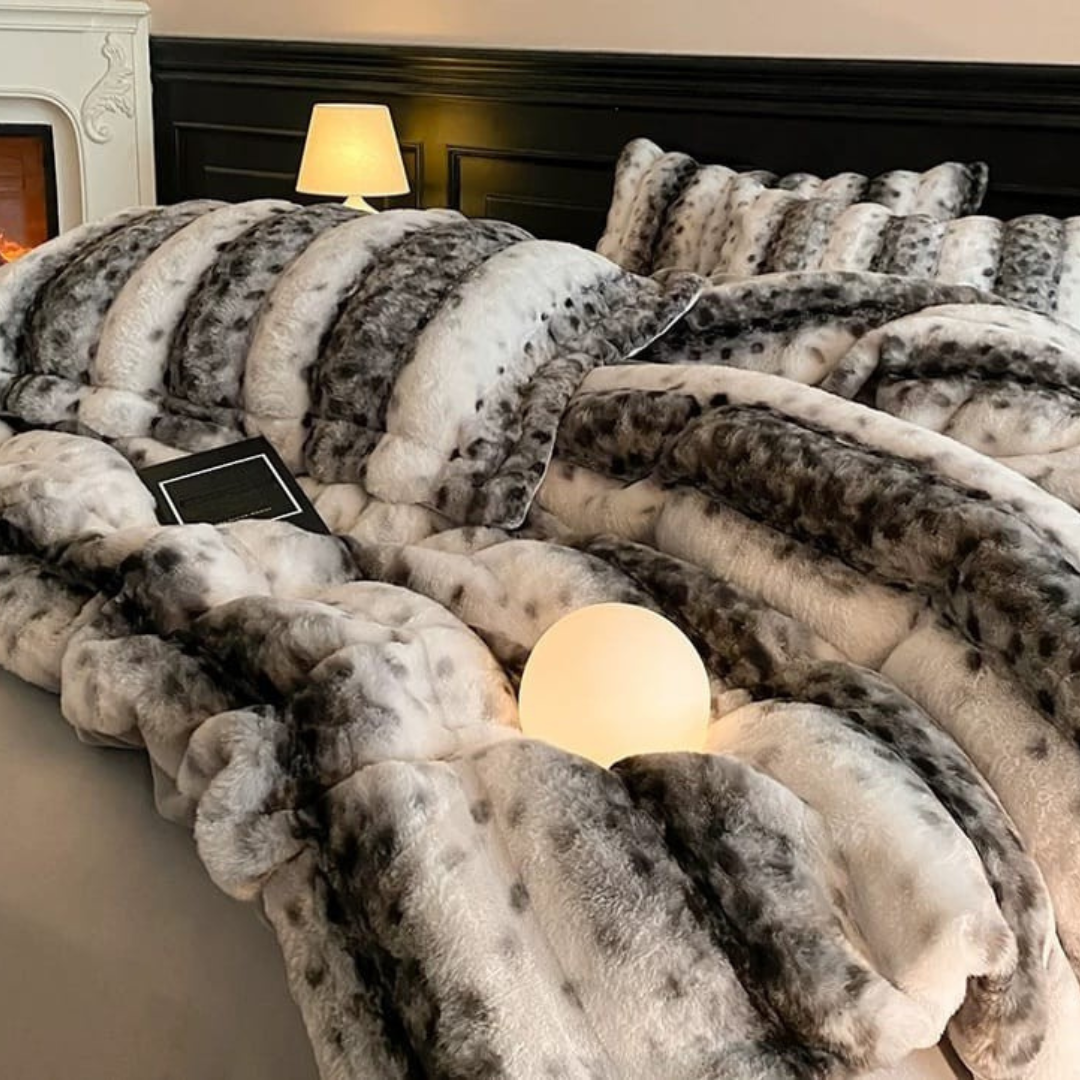 Luxurious King Size Persian Royale faux fur winter quilt by The Gharnish, showcasing its ultra-soft, plush texture and elegant design.