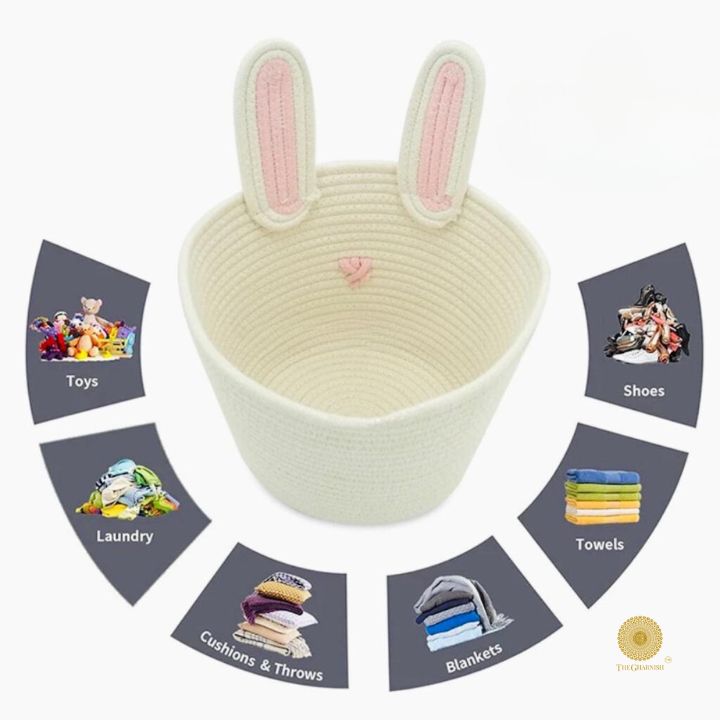 Cute Rabbit Rope Storage Basket - The Gharnish - A Unit of Satkala Creations