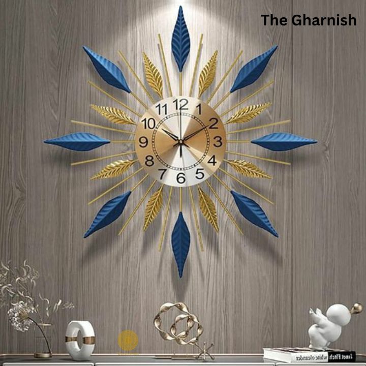 Metallic Sunburst Numeric Wall Clock ( 24 Inches Dia ) - The Gharnish - A Unit of Satkala Creations