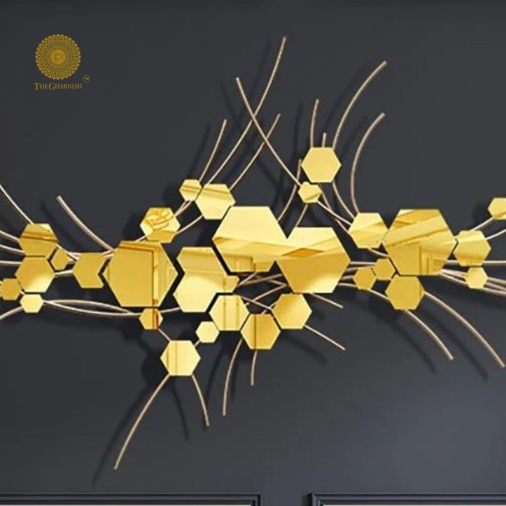 Hexagon Geomatric Decorative Wall Art for Home Living Room/Bedroom/Hotels/Office/Cafe - The Gharnish - A Unit of Satkala Creations