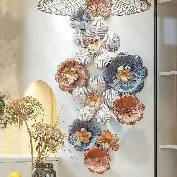 Elegant Multicolor Metallic Flower Wall Art (48x24 Inches) - The Gharnish - A Unit of Satkala Creations