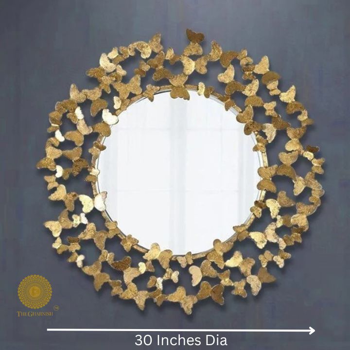 Butterfly Ring Wall Mirror (30 Inches) - The Gharnish - A Unit of Satkala Creations