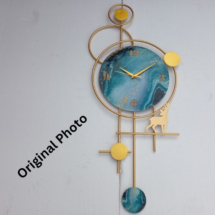 Deer Circles Wall Clock (15 x 36 Inches ) - The Gharnish - A Unit of Satkala Creations