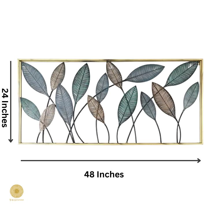 Metallic Dentale Leaf Framed Wall Art ( 47 x 24 Inches ) - The Gharnish - A Unit of Satkala Creations