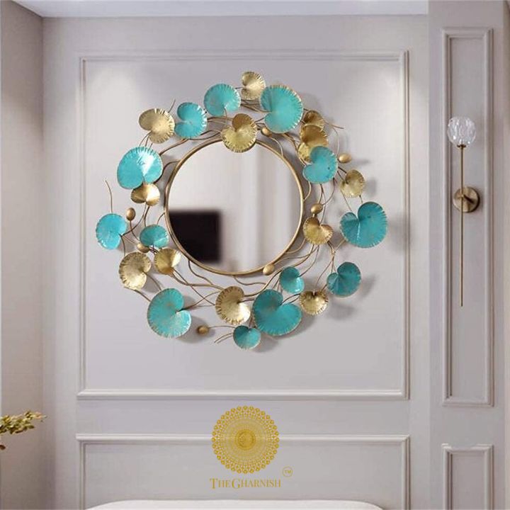 Designer Lotus Wall Mirror(27 Inches Dia) - The Gharnish - A Unit of Satkala Creations