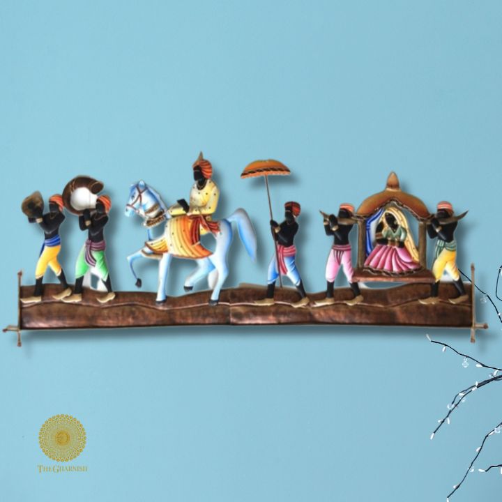 Metallic Wall Hanging Dulhan Doli ( 30 x 15 Inches ) - The Gharnish - A Unit of Satkala Creations