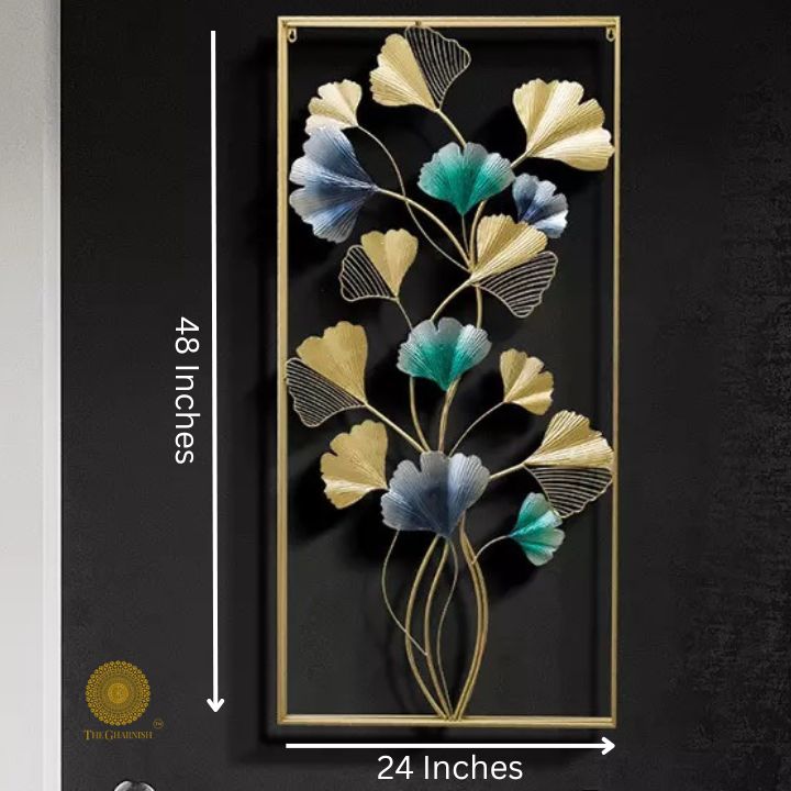 Equisite Metallic Vertical Leaf Frame (24x48 Inches) - The Gharnish - A Unit of Satkala Creations