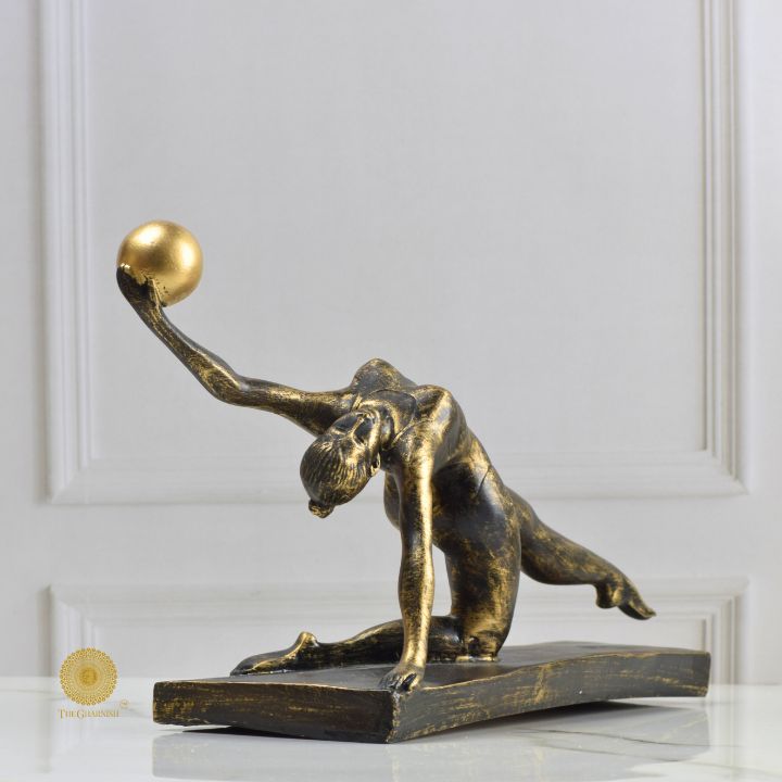 Yoga Lady With Golden Ball Figurine - The Gharnish - A Unit of Satkala Creations