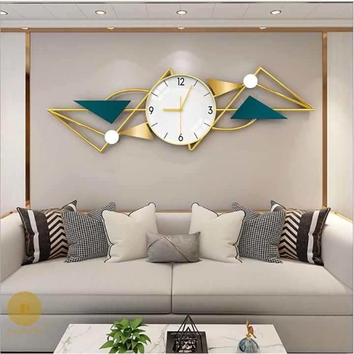 Decorative Geomatric Wall Clock (12x37 Inches) - The Gharnish - A Unit of Satkala Creations