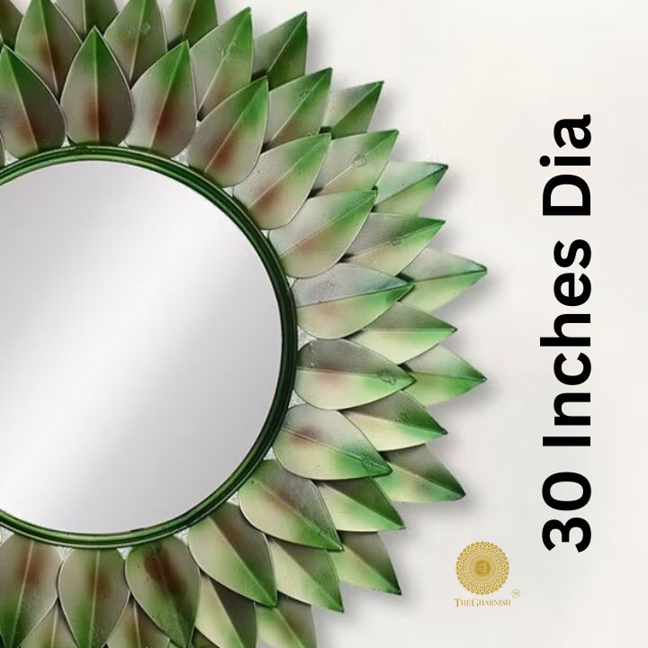Modern Metallic Flower Wall Mirror (30 Inches Dia) - The Gharnish - A Unit of Satkala Creations