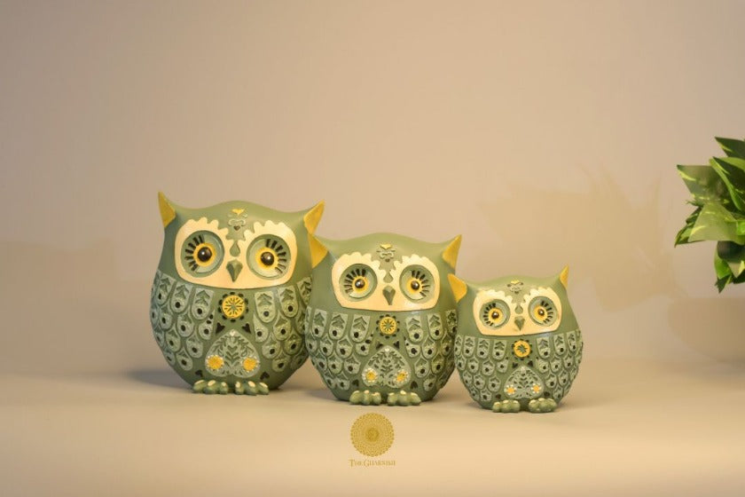 Designer Owl Set of 3 Home Decor Accent - The Gharnish - A Unit of Satkala Creations