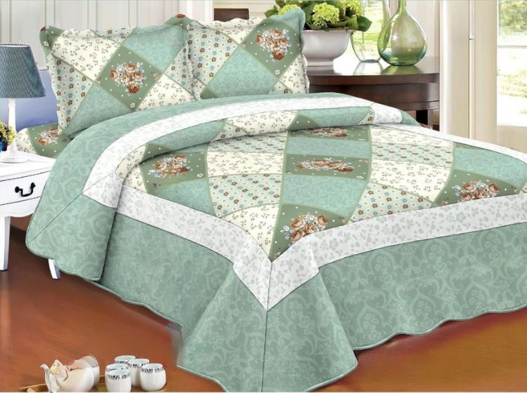Beyond Dream – Premium Double Bed Quilted Bedcover Set (3-Piece) | Real Patchwork - The Gharnish - A Unit of Satkala Creations