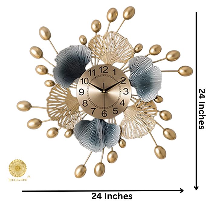Flower Petals Wall Clock (24 Inches Dia) - The Gharnish - A Unit of Satkala Creations
