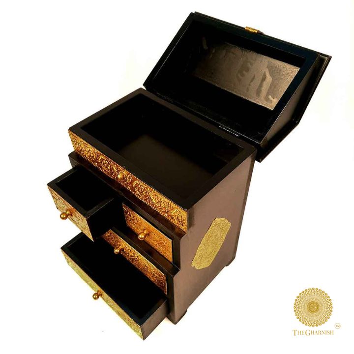 Vintage Brass Plating Jewellery Box - The Gharnish - A Unit of Satkala Creations