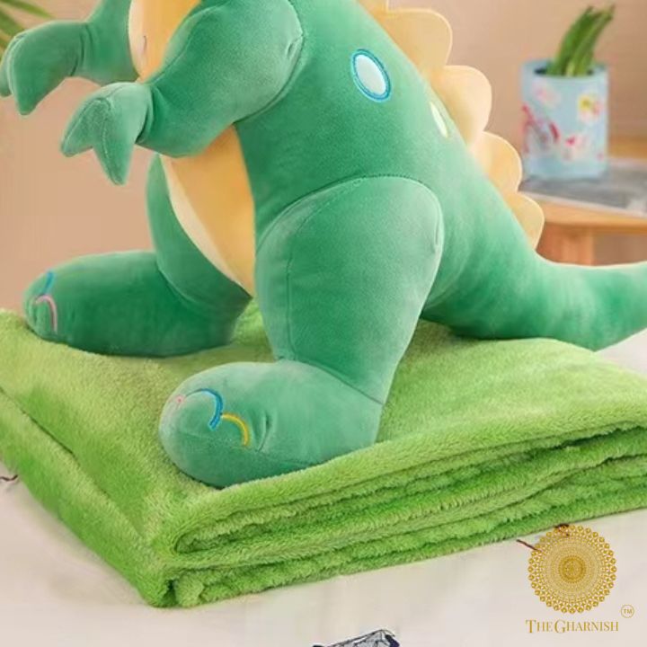 Dinosaur Super Soft Toy with Blanket Inside - The Gharnish - A Unit of Satkala Creations